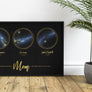 Triple Star Map Print in Black and Gold For Mom