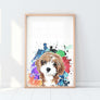 Custom Pet Portrait in Peekaboo with Splatter Background