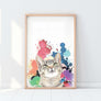 Custom Pet Portrait in Peekaboo with Splatter Background