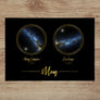 Double Star Map Print in Black and Gold For Mom