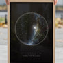 Black Background Color Star Map Print