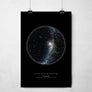 Black Background Color Star Map Print
