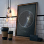 Black Background Color Star Map Print