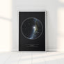 Black Background Color Star Map Print