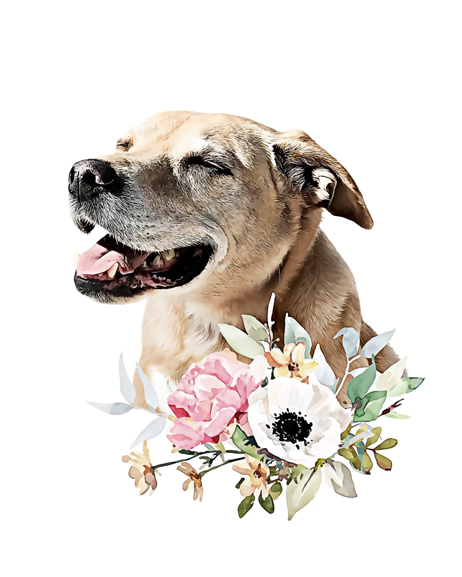 Custom Pet Portrait with Flower Crown