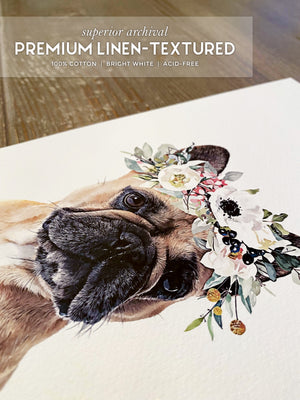 Custom Pet Portrait with Flower Crown