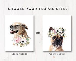 Custom Pet Portrait with Flower Crown