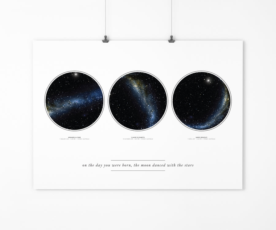 Classic Triple Star Map Print