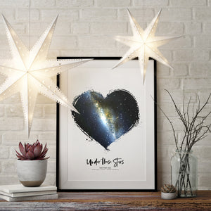 Lovers' Abstract Heart Star Map Print