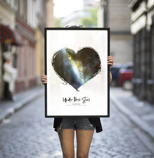 Lovers' Abstract Heart Star Map Print