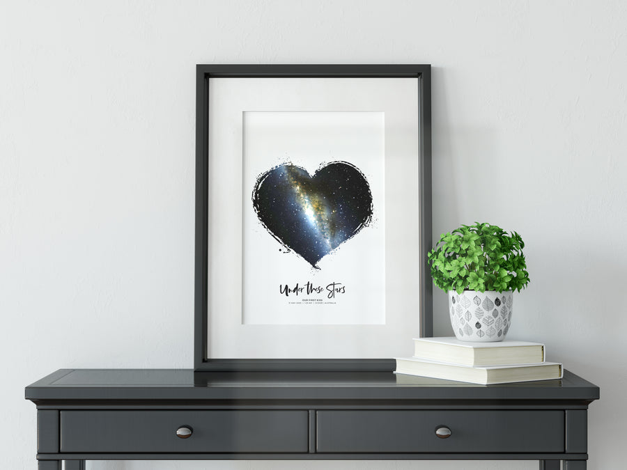 Lovers' Abstract Heart Star Map Print