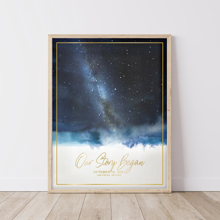 Gold Indigo Star Map Print
