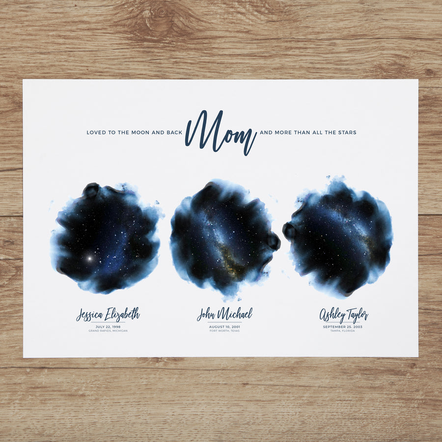 Indigo Triple Star Map Print For Mom