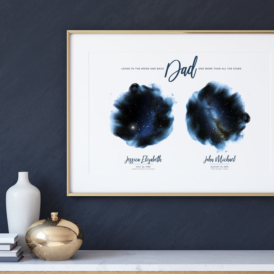Indigo Double Star Map Print For Dad