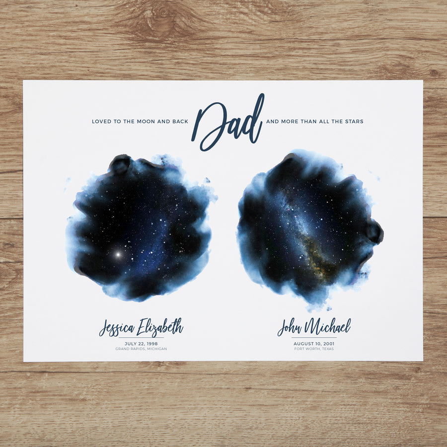 Indigo Double Star Map Print For Dad
