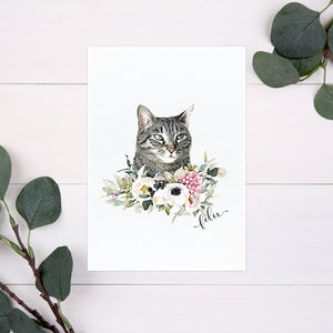 Custom Pet Portrait with Flower Crown