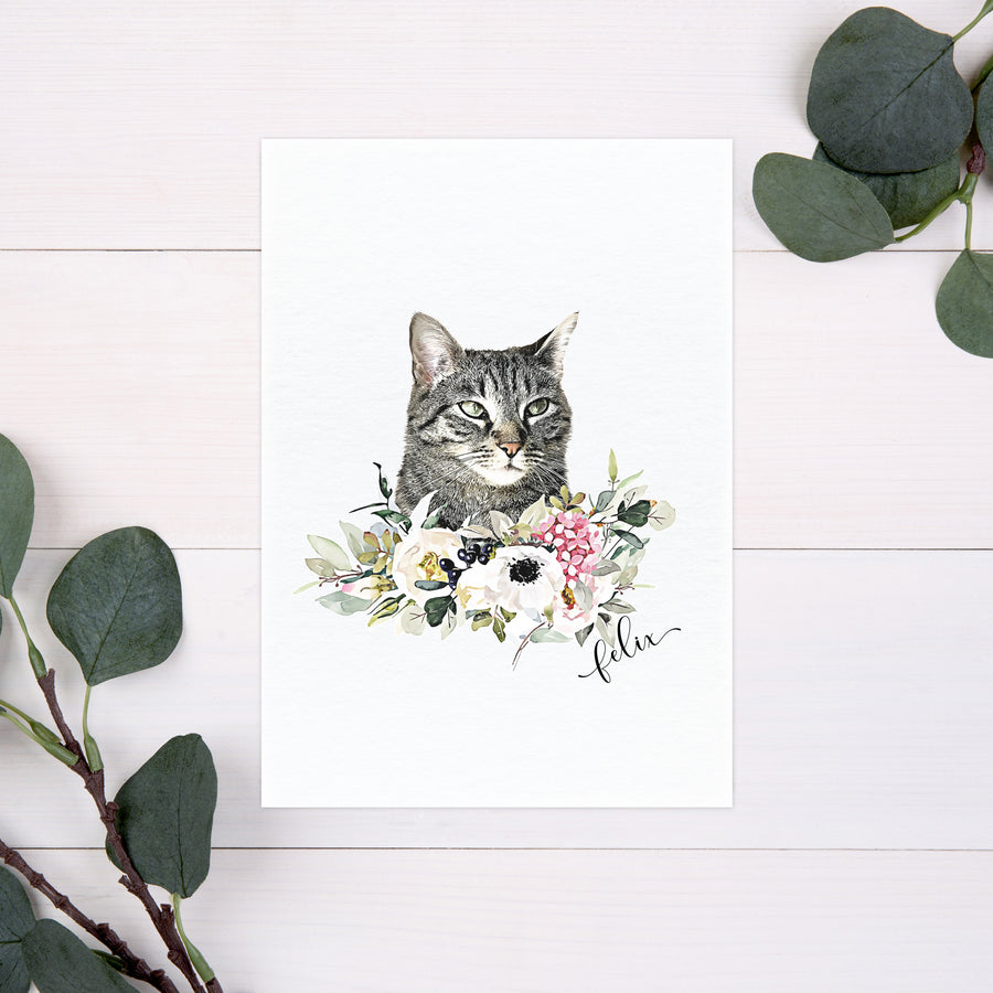 Custom Pet Portrait with Flower Crown