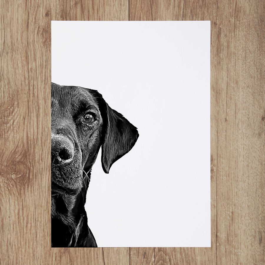 Custom Pet Portrait in Peekaboo Half Style