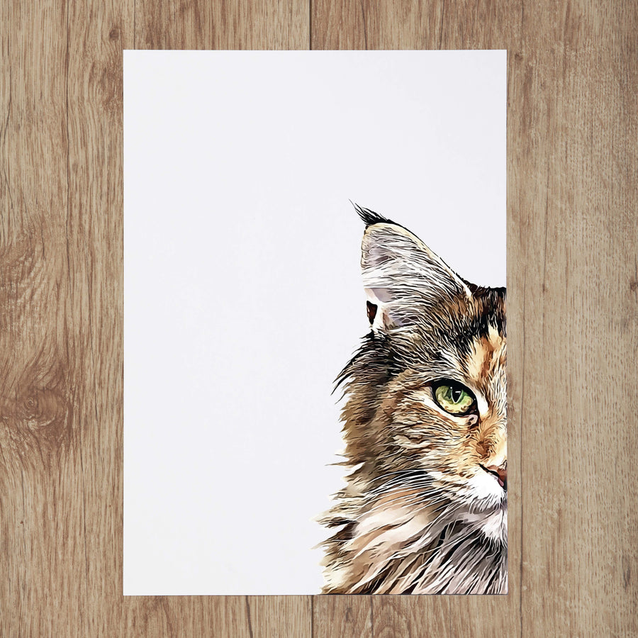 Custom Pet Portrait in Peekaboo with Color Background
