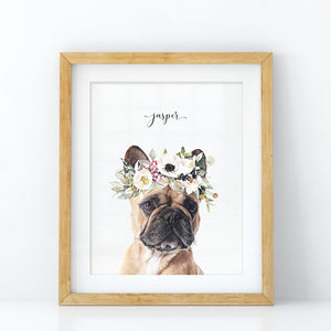 Custom Pet Portrait with Flower Crown