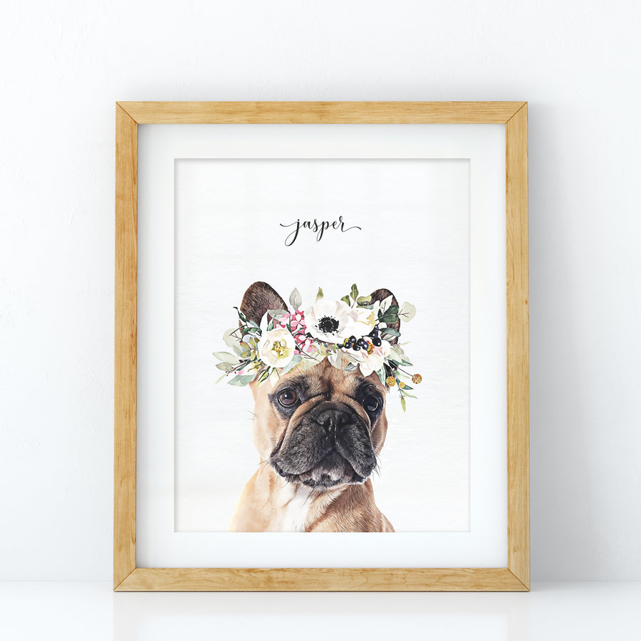 Custom Pet Portrait with Flower Crown