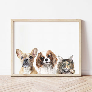 Custom Pet Portrait with Three Pets