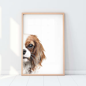 Custom Pet Portrait in Peekaboo Half Style