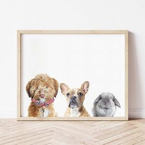 Custom Pet Portrait with Three Pets