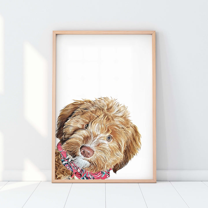 Custom Pet Portrait in Peekaboo Style from Angle