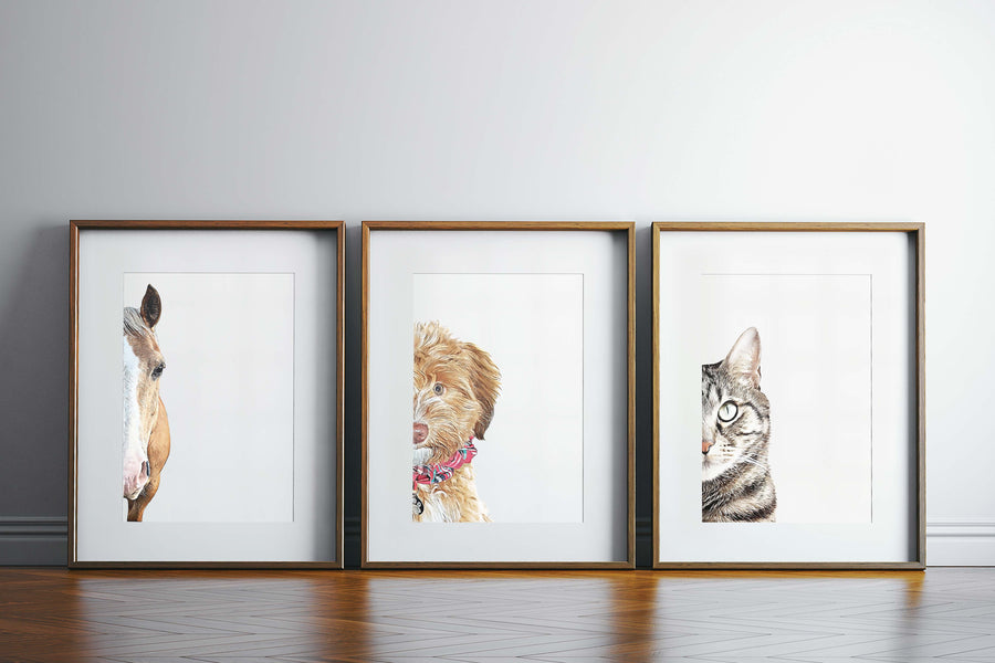 Custom Pet Portrait in Peekaboo Half Style