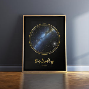 Single Star Map Print in Black and Gold