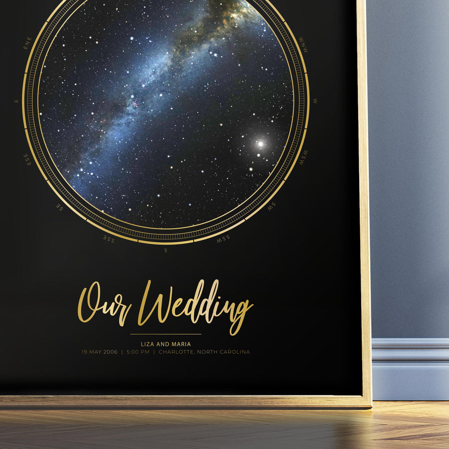 Single Star Map Print in Black and Gold