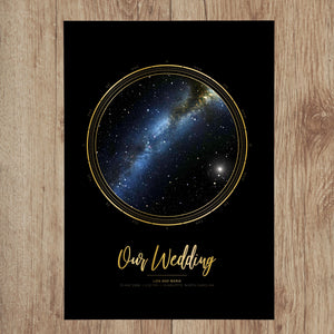 Single Star Map Print in Black and Gold