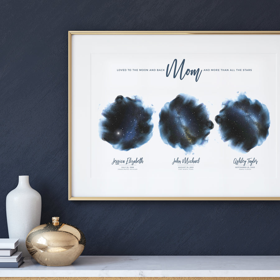 Indigo Triple Star Map Print For Mom