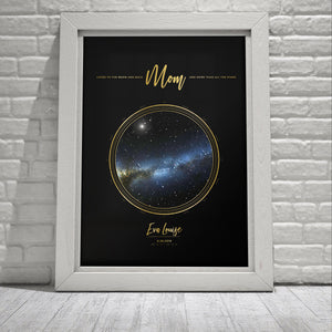 Single Star Map Print in Black and Gold For Mom