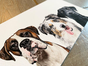 Custom Pet Portrait with Three Pets