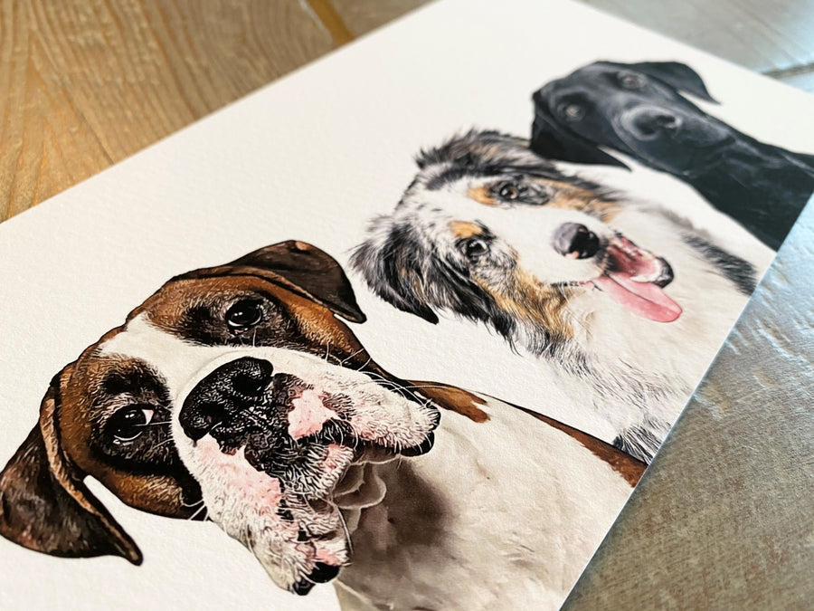 Custom Pet Portrait with Three Pets