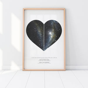 Lovers' Heart Star Map Print